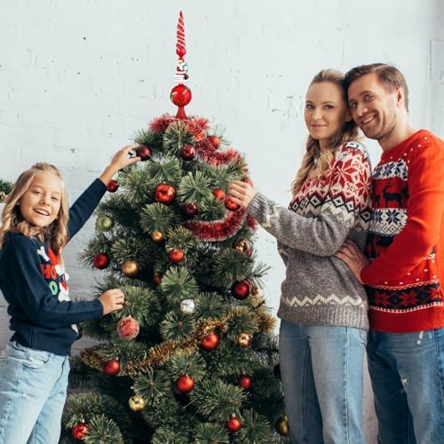 Sosation Glass Santa Claus Design Treetop 3 Tier Retro Glass Finial Tree Topper Vintage Spherical Christmas Tree Toppers Ornaments with Carved Pattern Unique Xmas Treetopper for Home Decoration, 13''