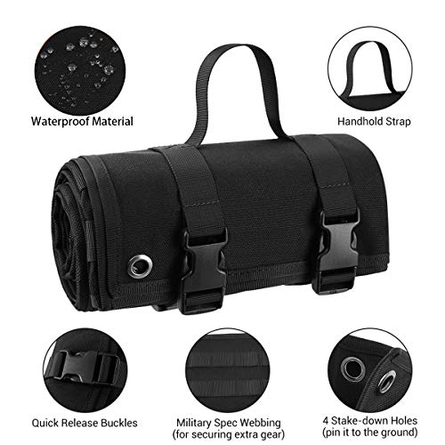 Tactical Shooting Gun Mat Outdoor Professional Waterproof Non-Slip Shooting Mat Firearm Shooting Bag Rifle Rest Bag Shooting with Front and Rear Support Sandbags - color: Black