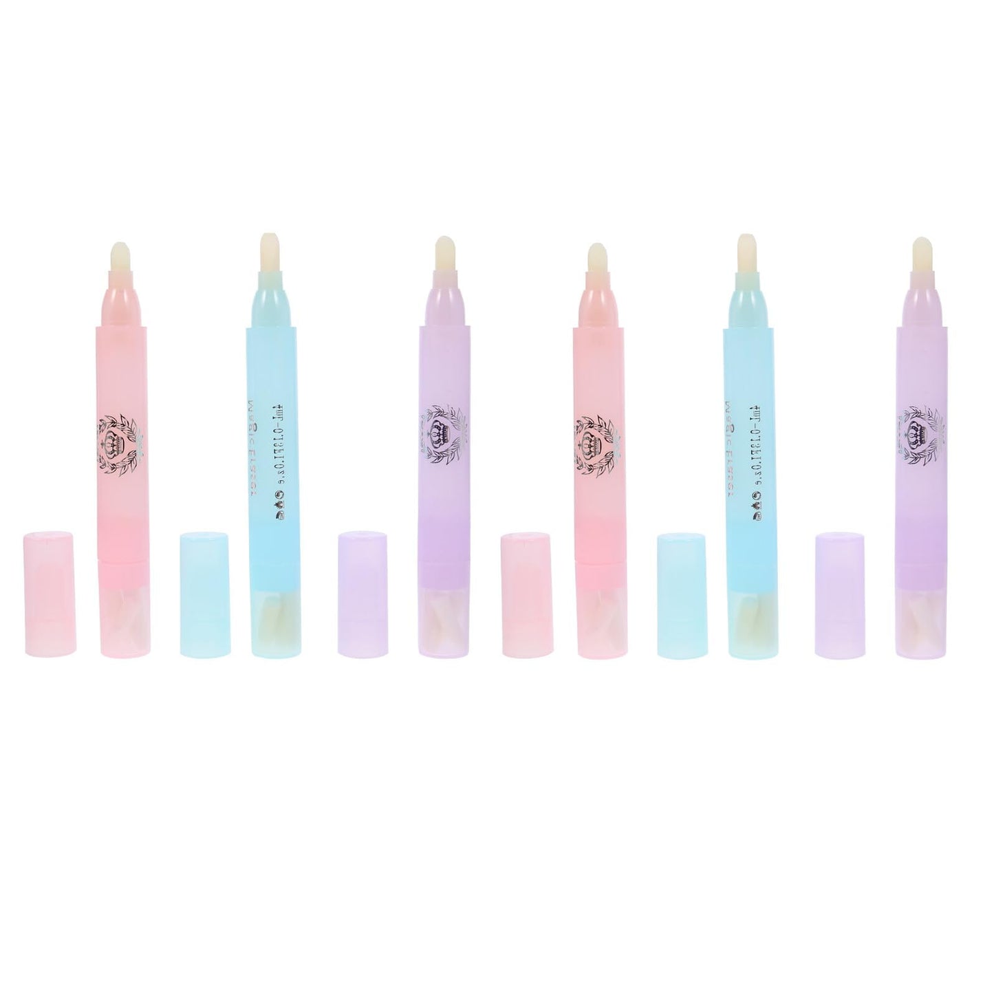 DECORNIJIA 6Pcs Nail Polish Remover Pen for Manicure Smooth Edge Nail Art Corrector Pens Compact and Use Polish Cleaning Tools for Beginners Light Blue Purple Pink