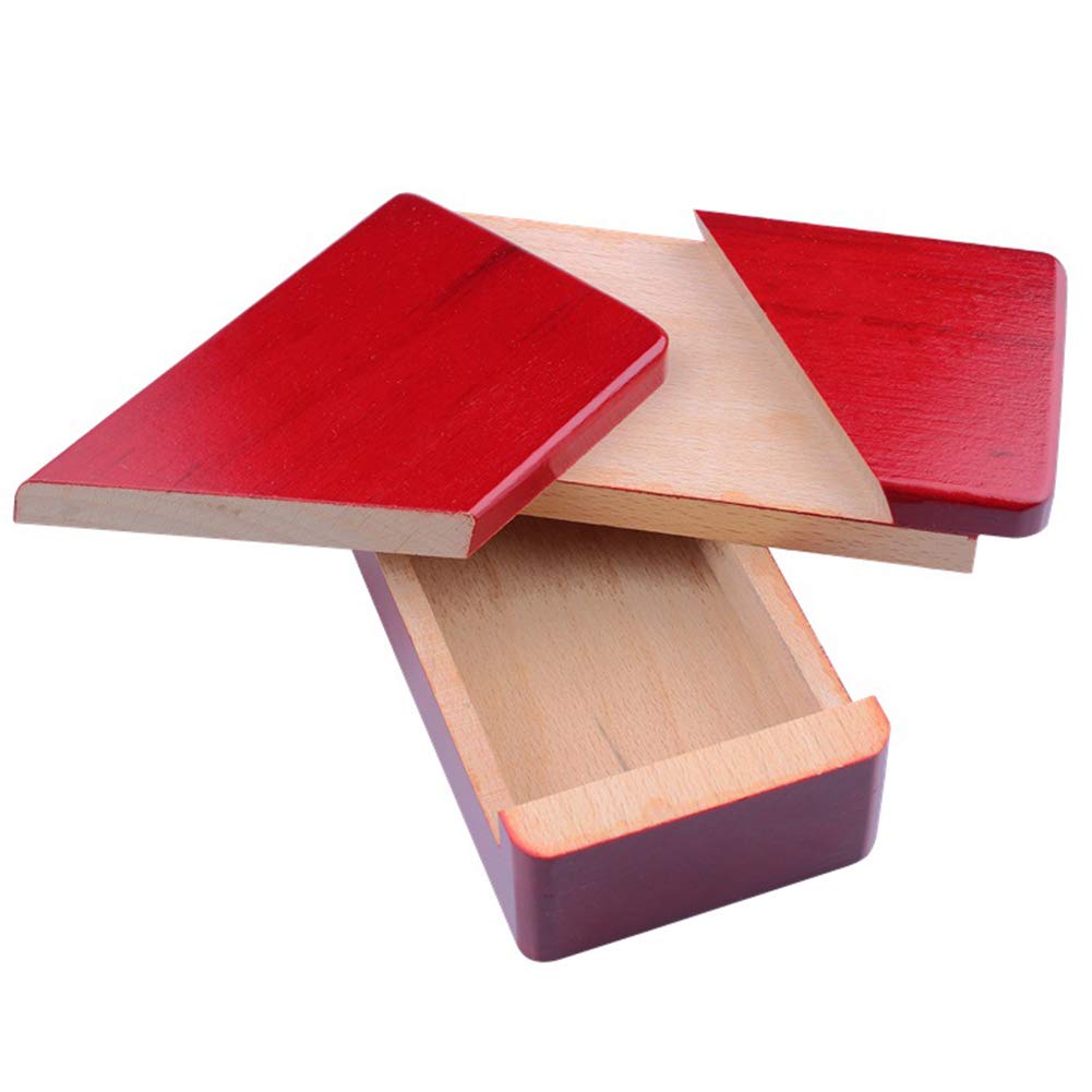DC-BEAUTIFUL Impossible Puzzle Master Secret Opening Wooden Red Magic Box with Secret Drawer - Mysterious Gift Puzzle