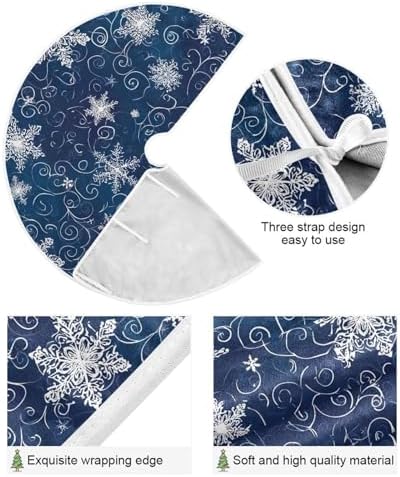 Christmas Tree Skirt 36 inch Xmas Tree Skirts White Snowflakes Ice Blue R Winter Holiday Party Tree Mat Decor for Merry Christmas Indoor Outdoor Decoration