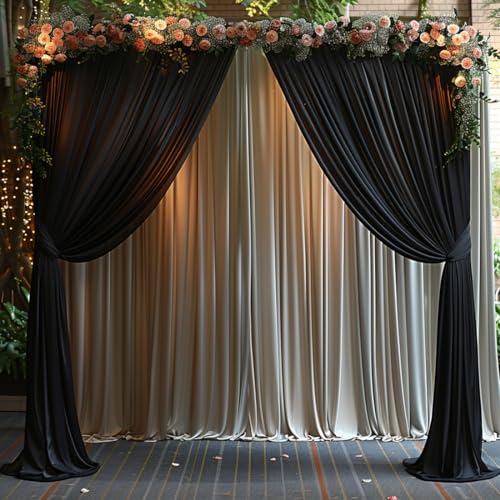 ESGOTBME 10x7ft Wrinkle Free Black Backdrop Curtain for Parties Soft Fabric Drapes Wedding Black Curtain Backdrop for Birthday Party Decorations Background for Photography 5x7ft, 2 Panels