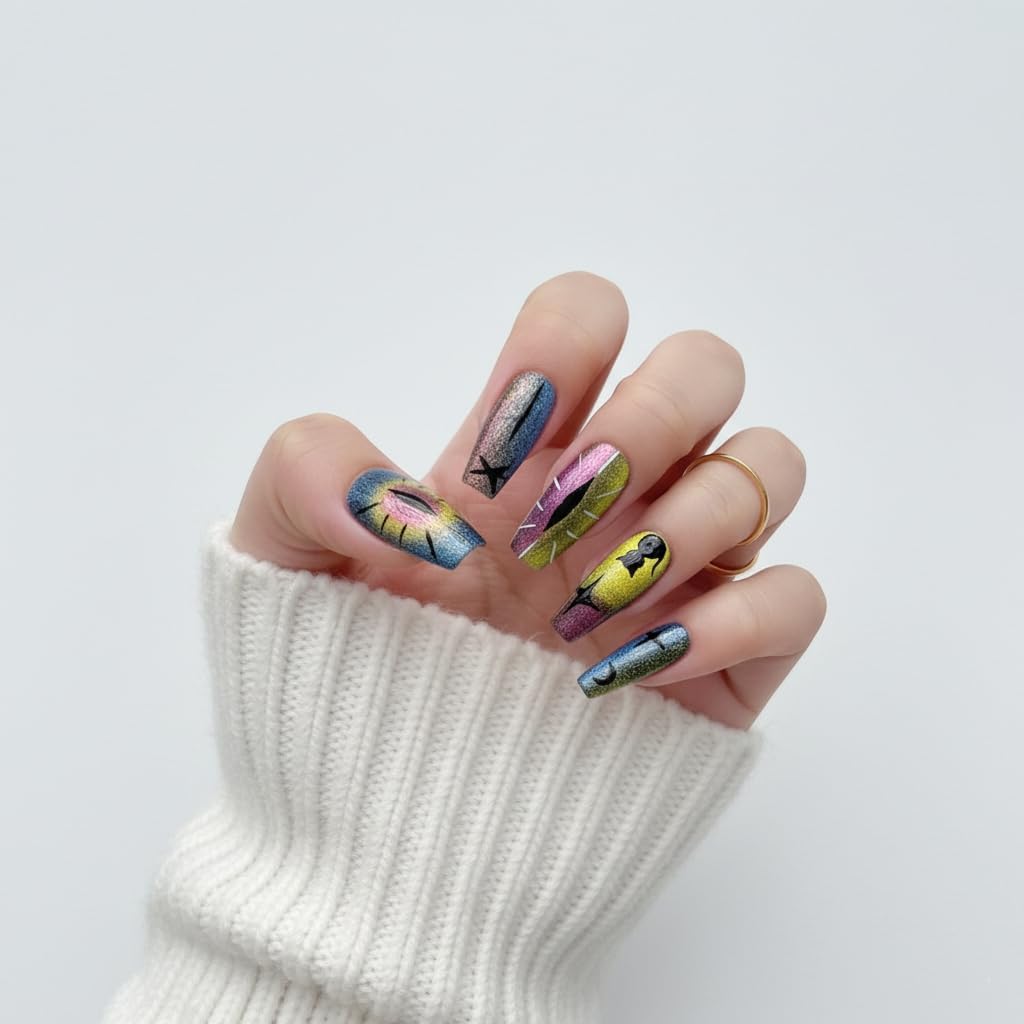 Handmade Press On Nails Demon Eye Reusable Stick On Fake Nails Luxury Elegant Sexy Style For Women Gift With Nail Glue S