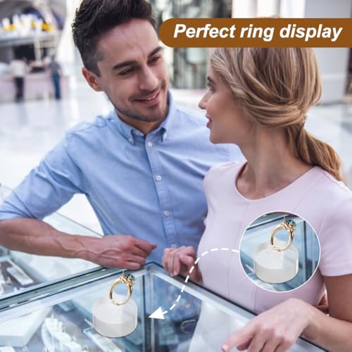 AHANDMAKER 2Pcs Acrylic Ring Display Holder, Flat Round Clear Ring Holder Blocks Ring Showcase Display Holder Rings Stand Jewelry Storage Organizer Display Riser Stand for Jewelry Ring - style: Flat Round