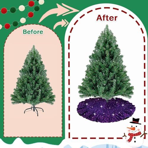 Purple Christmas Tree Skirt Ruffle 45 in Tree Skirt for Halloween