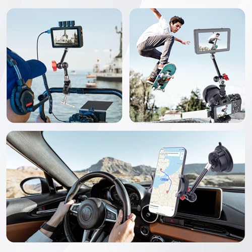 9" Cold Shoe Magic Arm with 360° Ball Joint, Extended Stainless Steel Friction Arm for Camera Cage Rig, LED Panel, Monitor Mount – Vlog Studio Photography-87002 - size: 9" Magic Arm