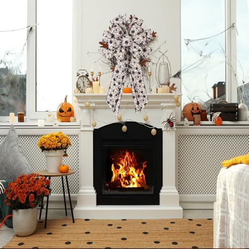 2PCS Large Halloween Bows 20"*12" Halloween Tree Topper Bow, Halloween Bow with Spider Web