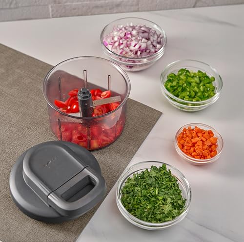 Zyliss Easy Pull Food Chopper and Manual Food Processor - Hand-Held Slicer & Dicer for Fruits & Vegetables - Easy Pull Manual Food Chopper - Cooking Gadgets & Kitchen Essentials - Easy Pull 3.0