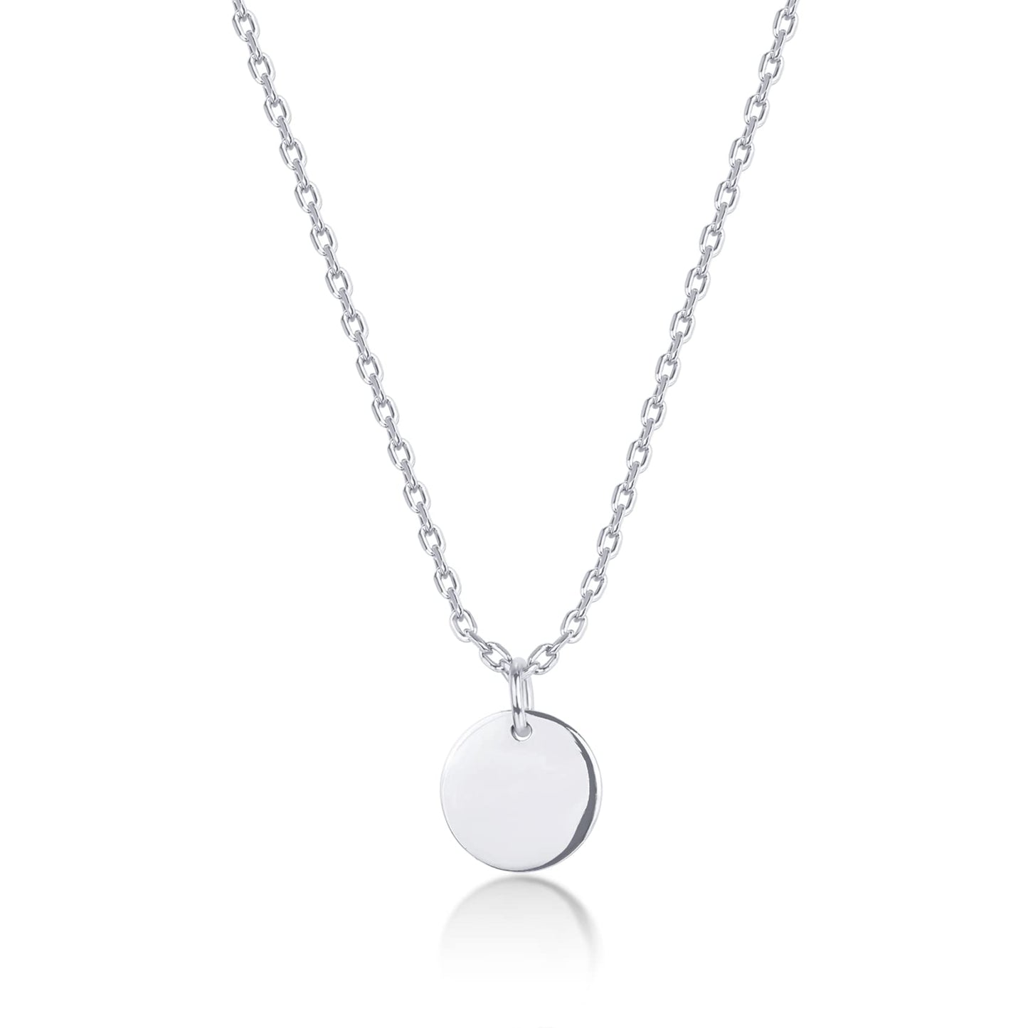 PAVOI Rhodium Plated Disc Pendant l Necklaces for Women (White Plated, Disc)