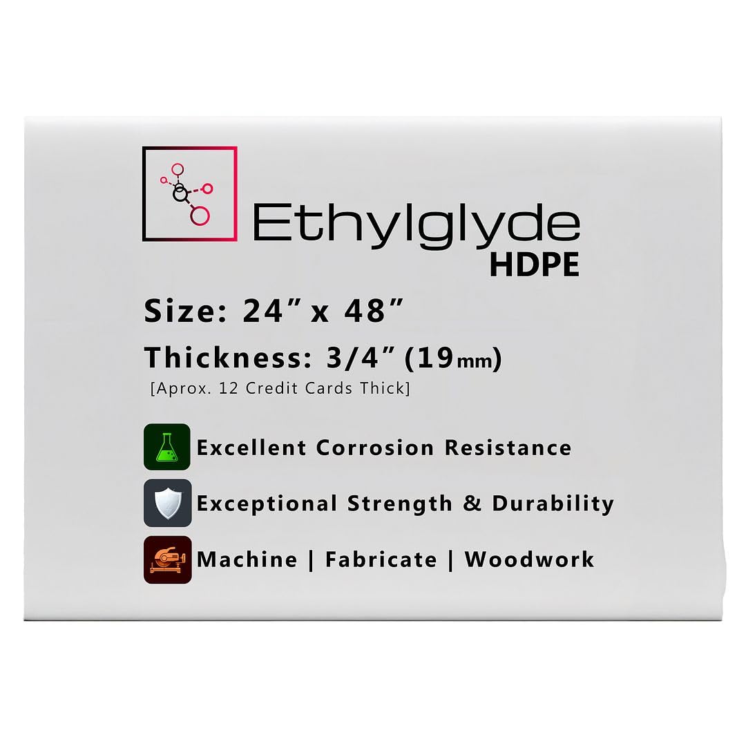 Natural HDPE Sheet. Starboard Texture, Marine Board, Cutting Board, High Density Polyethylene Plastic Sheet, DIY Project Material. Nominal Cut +(-) 1/8". Fabricated in USA. 24" x 48" (3/4" Thick)