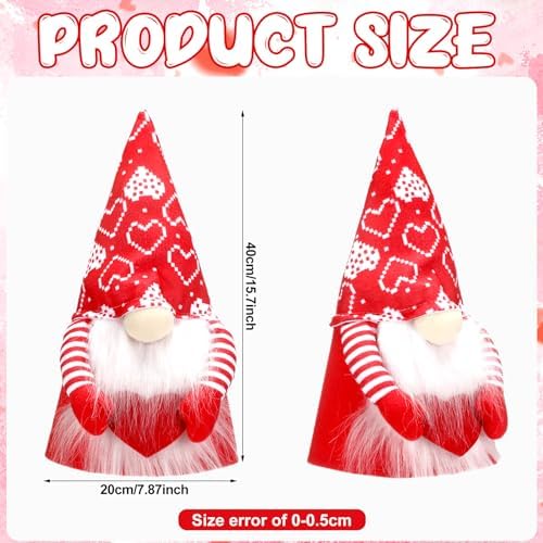 MiniInflat Valentine's Day Gnome Tree Topper with Top Hat Tree Topper Gnome Tomte Ornament Treetop for Valentine's Day Wedding Holiday Party Supplies Home Decorative Party Gift