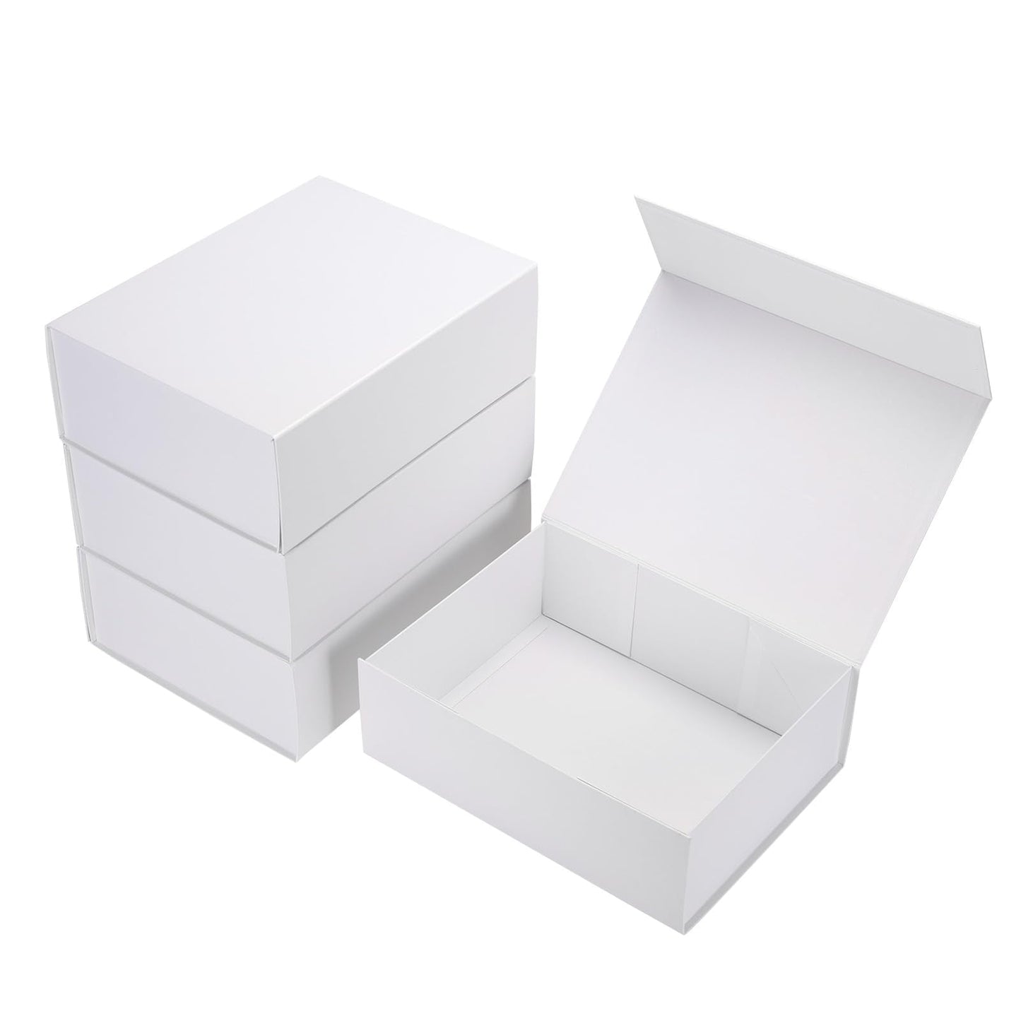 Ditwis 4 Pack 12x9x4 Inches Gift Boxes with Magnetic Closure Lids, White Magnetic Box for Wedding, Groomsmen Bridesmaid Proposal, Birthdays, Mother's Day