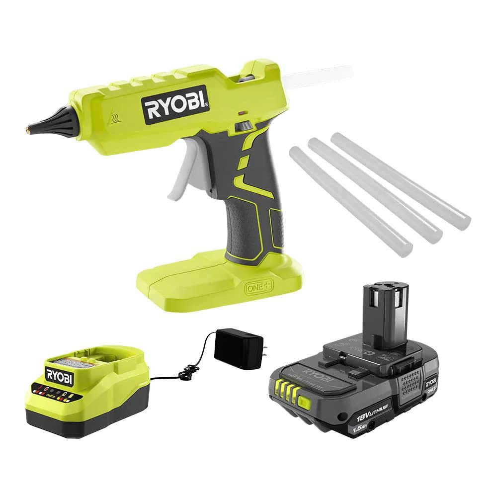 Ryobi 18-Volt ONE+ Cordless Full Size Glue Gun with Charger and 18-Volt ONE+ Lithium-Ion Battery (Bundle)