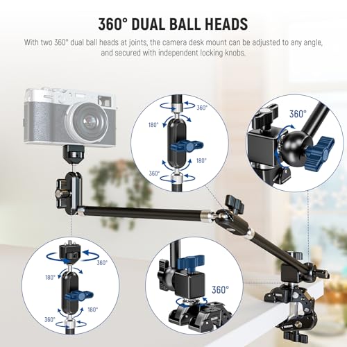NEEWER 30" Articulating Magic Arm with Super Clamp/Action Cam Mount/Phone Holder, Overhead Camera Desk Mount Mic Boom Stand, Compatible with GoPro iPhone DSLR Webcam Microphone Video Recording, UA056 - style: UA056