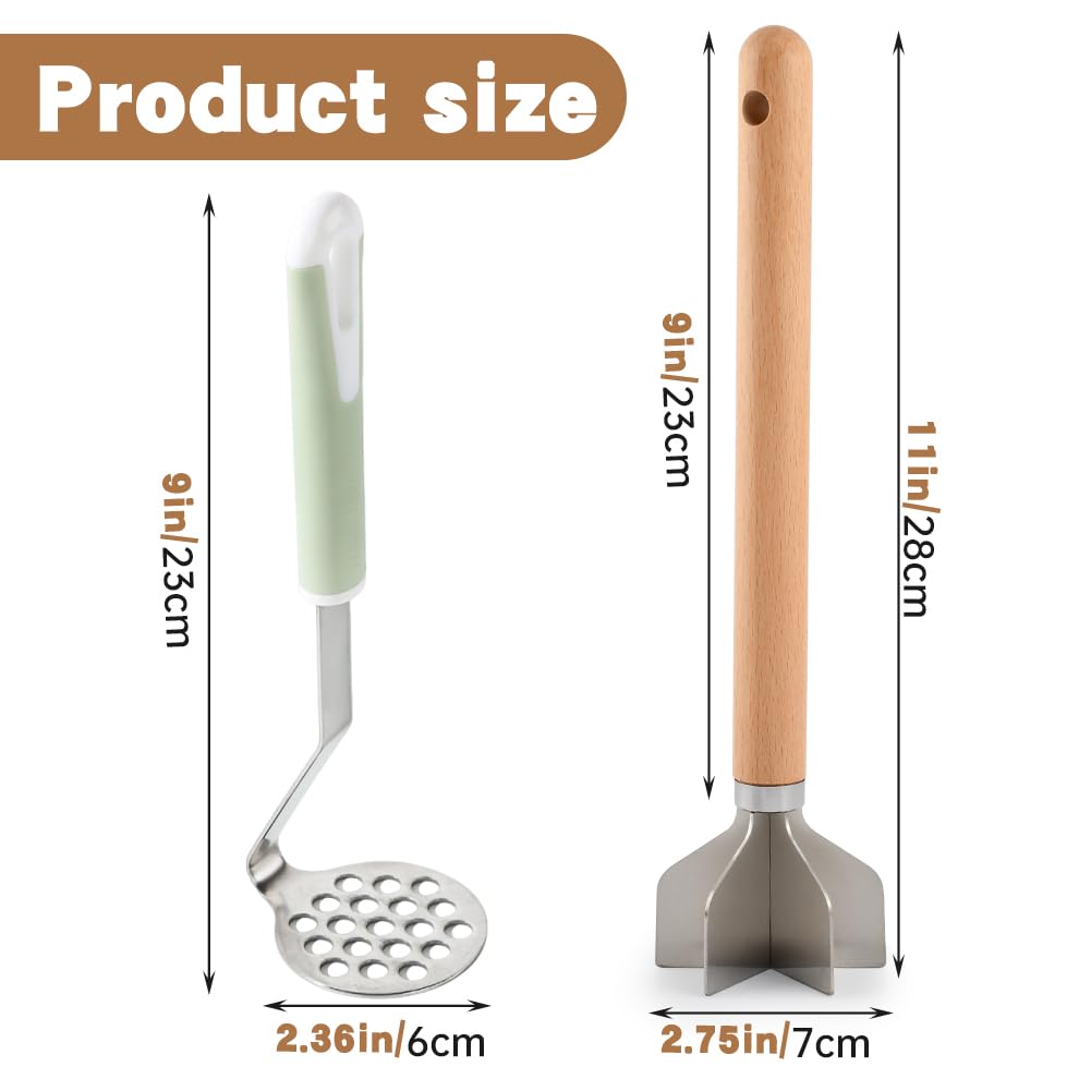 Stainless Steel Meat Chopper with Potato Masher, Kitchen Gadgets 4-Blade Ground Beef Chopper Potato Masher Hamburger Smasher Tool for Meat Vegetables Avocado Potatoes Beans(COLOR:Silver)