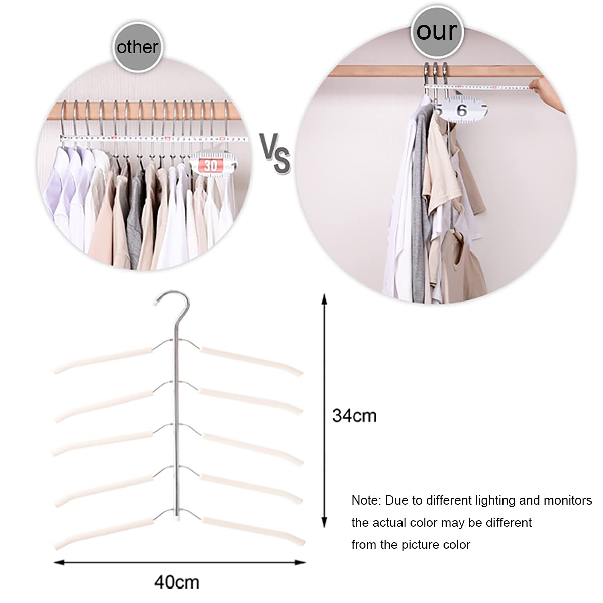 JFFLYIT Blouse Tree Hangers Multi-Layer Clothes Hangers 3 Pack 5 in 1 Non Slip Space Saving Closet Organizer Stainless Steel Shirt Hanger Coats Hangers(3 Pack)