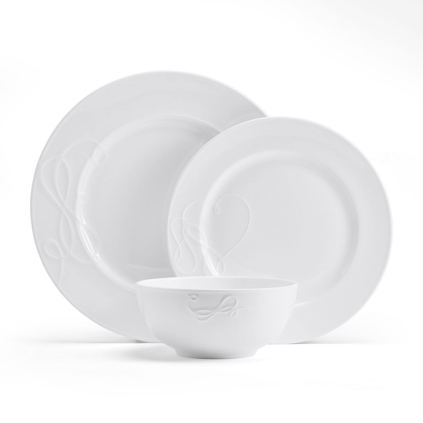 Mikasa Love Story White Chip Resistant 18 Piece Dinnerware Set, Service for 6