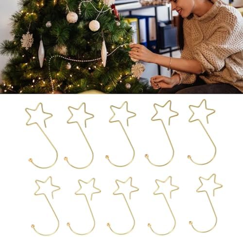 120PCS Ornament Hooks, Christmas Ornament Hangers Stainless Steel Star Shaped Hangers for Christmas Tree Decoration New Year Party
