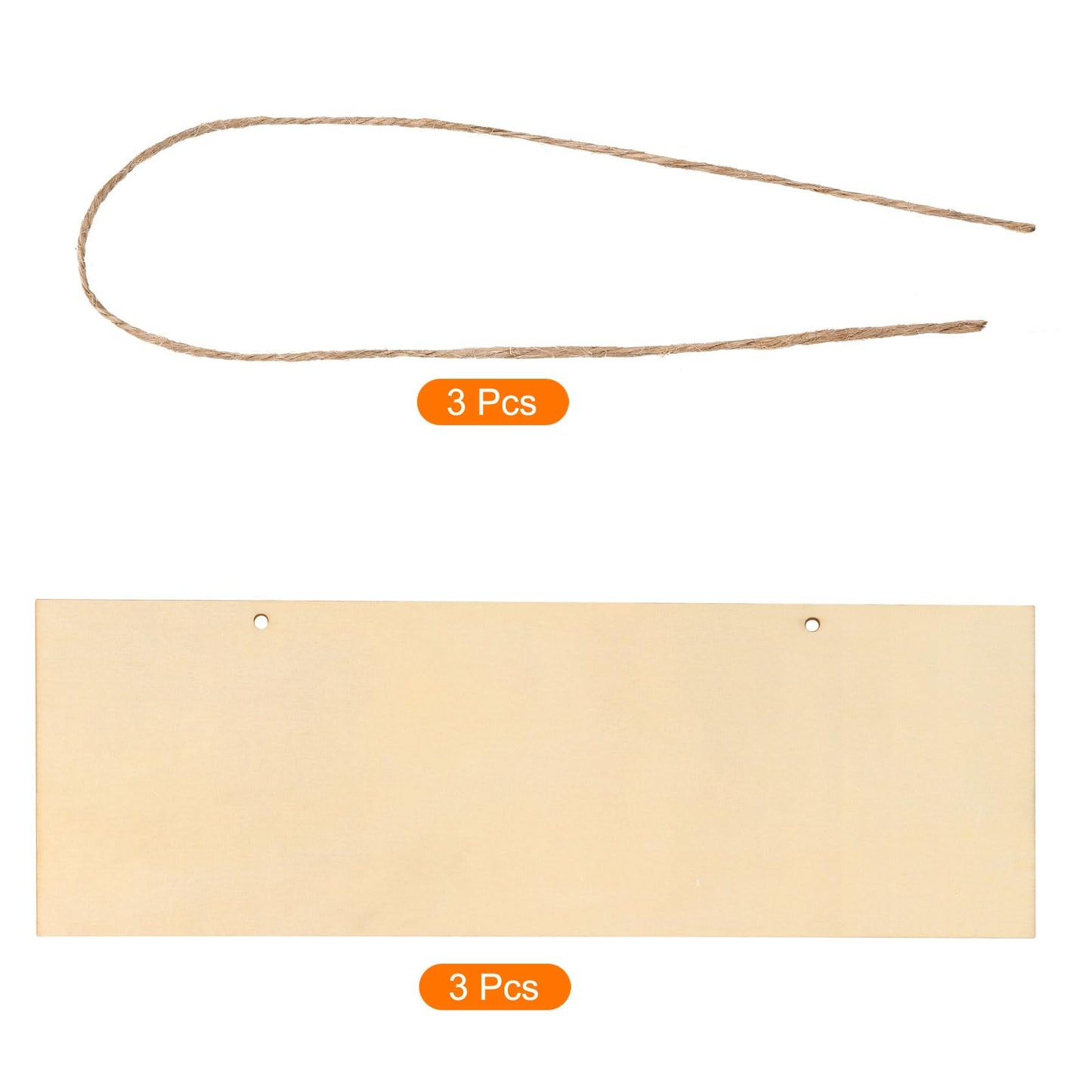 uxcell 3Pcs Unfinished Hanging Wood Sign, 11.8 x 3.9 Inch Rectangle Box-Wood Blank Plaque for DIY Crafts Art Projects Home Decoration (Beige)