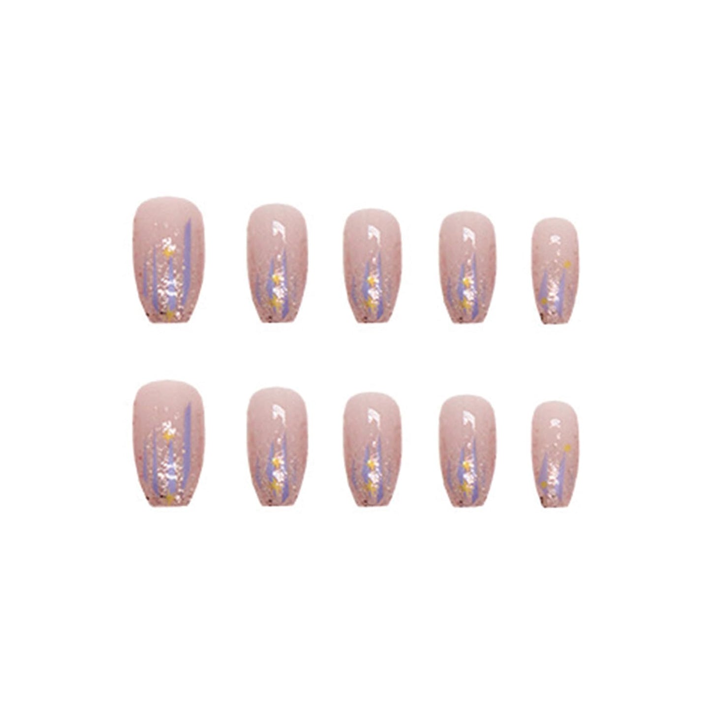 SINHOT Press on Nails - Medium Coffin Glossy Glue on Nails, Purple, 24 pcs
