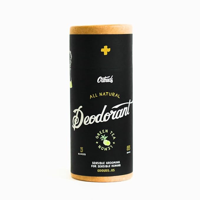 O'Douds Natural Deodorant - Aluminum Free, Paraben Free, Vegan Deodorant for Men & Women - Long-Lasting Protection & Gentle Formula for All Skin Types - Green Tea & Lemon, 3 oz.