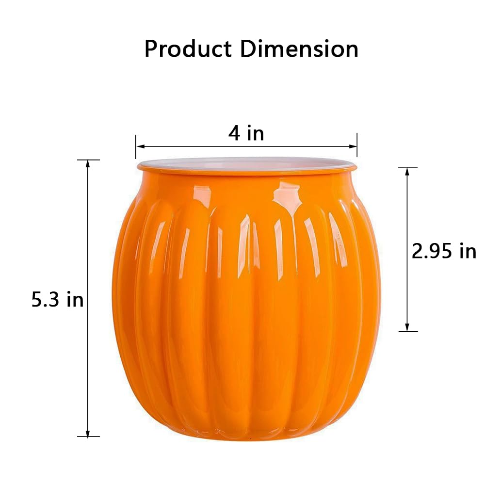 Cornasee 4" Pumpkin Planter Self Watering Pot for Halloween Decor, 4-Pack Small Plastic Planters for Indoor Plants,Flowers,Succulent,African Violets (Orange, 4")