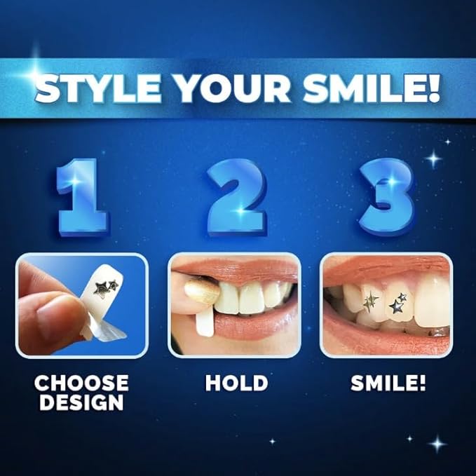 Halloween Tooth Bling Tattoo – Temporary Tooth Gem Kit for Teeth – Safe for Teens & Adults, Removable Fun Fake Tooth Tattoo Stickers for Halloween Costume, Party & Cosplay (Bloody)