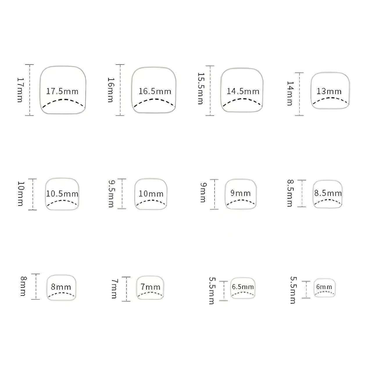 C.Z.Z.T.T.NAILS Press on Toenails Short, White Square Fake Nails, 24 Pieces, Multiple Sizes 6-17.5mm, Artificial Toe Nails for Pedicure