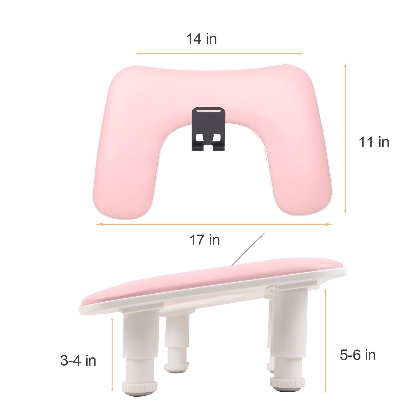 Arm Rest for Nails Tech with a Build-in Phone Holder,U shaped Adjustable Base Manicure Nail Hand Rest Stand Pillow Cushion (Pink)