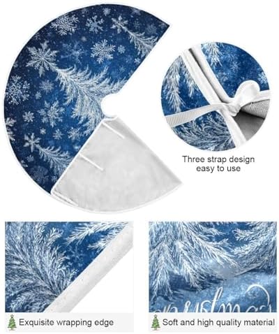 Pfrewn Crystal Silver Blue Glittering Snowflakes Tree Christmas Tree Skirt 48" Farmhouse Winter Mini Xmas Tree Skirts Mat for Welcome Holiday Party Supplies Rustic Ornaments Indoor Home Decor
