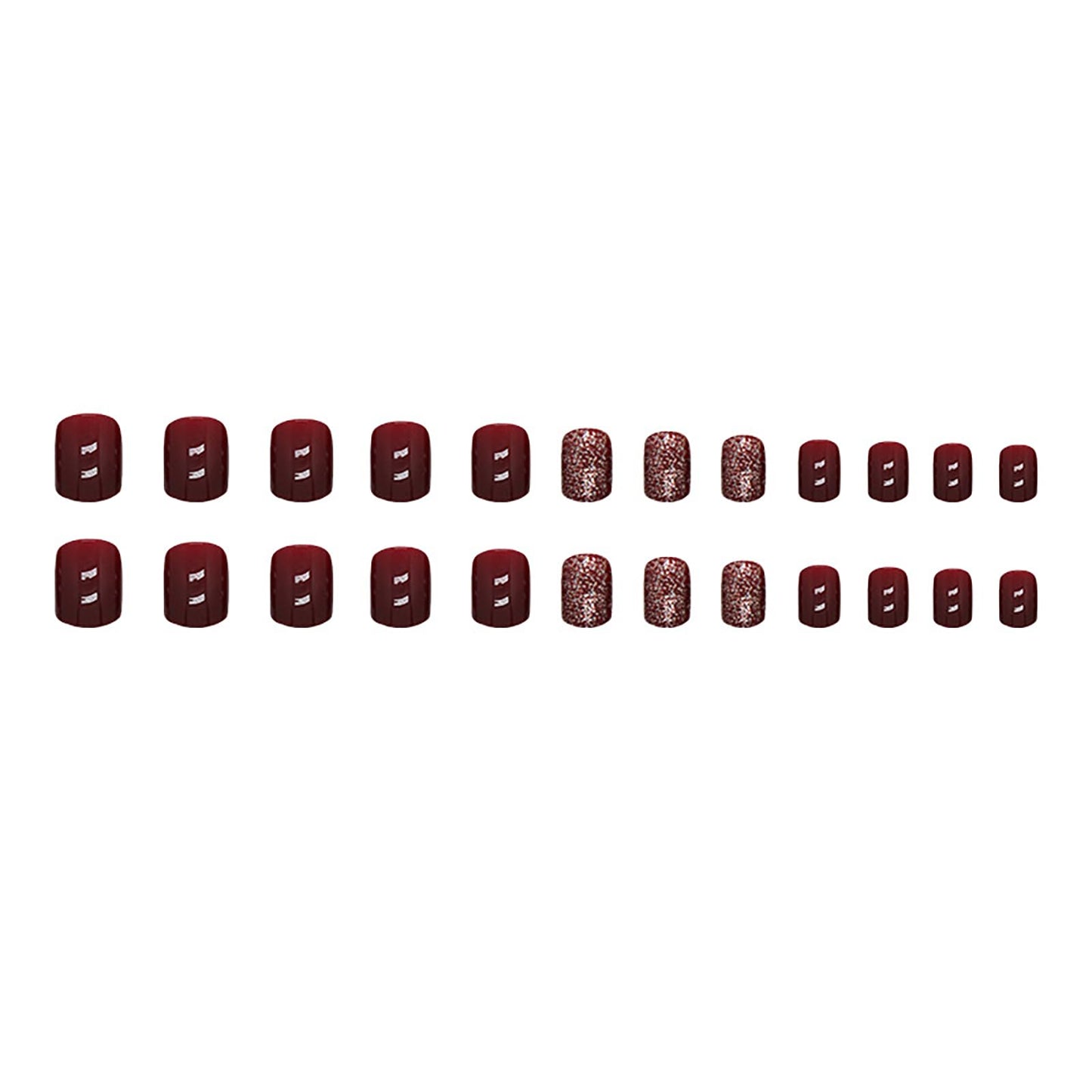 Wine Red Press on Nails Short,RTKHFZE Square Fake Nails Glossy Solid Color False Nails with Glitter Design 24Pcs Acrylic Nails for Women Full Cover Stick on Nail