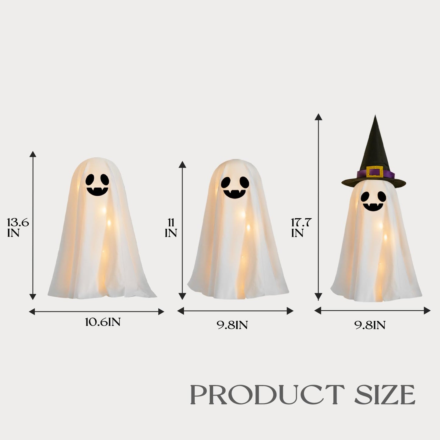 Halloween Decorations Indoor - 3 Packs DIY Light-Up Spooky Ghosts with String Lights, Witch Hats, Crafts Kits for Halloween Decor Indoor Party Home Table Mantel Room Kitchen Office