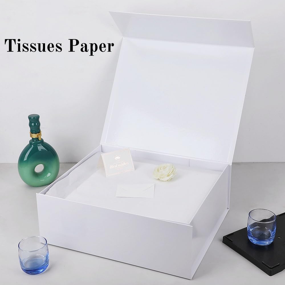 UoeRing 5 Pack Extra Large White Gift Box 17x14.5x6 inch Luxury Bridesmaid Box for Presents with Magnetic Closure Lid Collapsible,Contains Card, Ribbon,Tissue Paper,Shredded Paper Filler