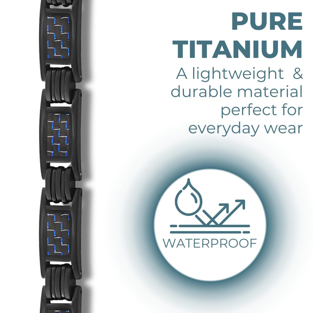 Willis Judd Bracelets For Men Titanium Mens Bracelet Red Carbon Fiber Size Adjustable (Blue Carbon Fiber)