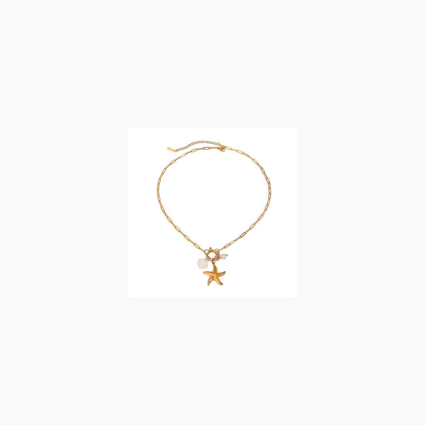 Biuwos Summer Necklace for Women Metal Starfish Seashell Pendant Necklace Vacation Beach Jewelry