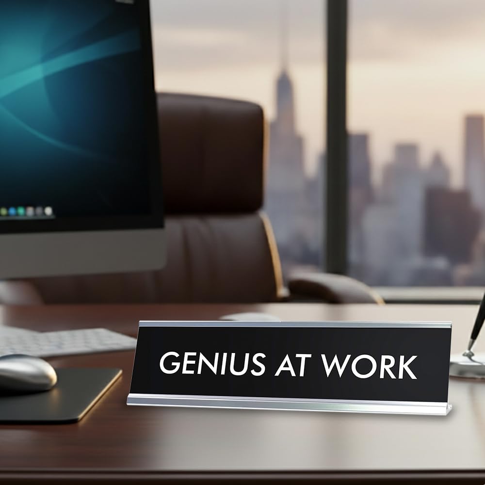 Signs ByLITA GENIUS AT WORK Novelty Desk Sign