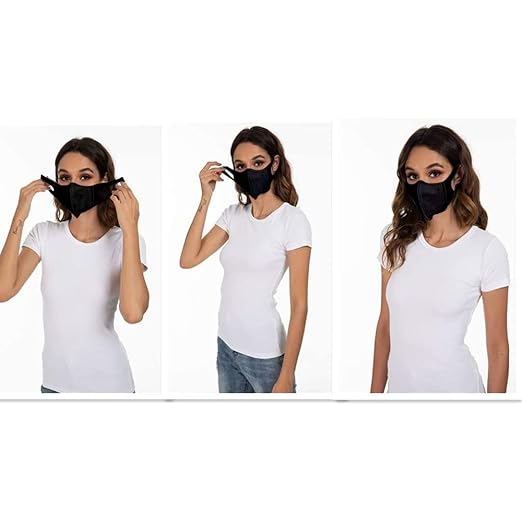 Medi-sky 3D Disposable Mask for Adults, Elastic Cloth Ear Straps Breathable Face Mask Individual Package 50pcs Black