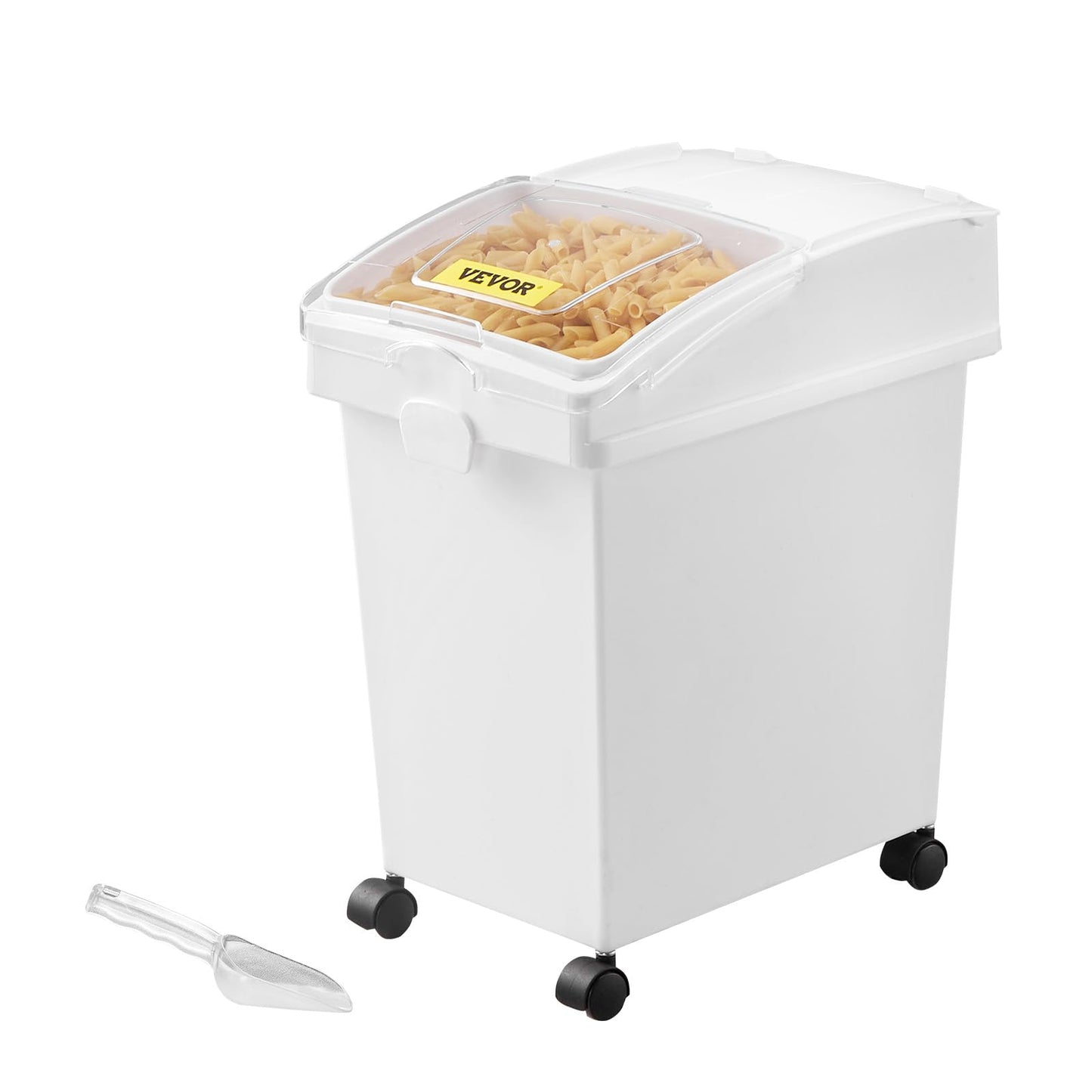 VEVOR Ingredient Bin, 5.2 Gallons Capacity Ingredient Storage Bin, 3 Pcs/Set, PP Material Flour Bins On Wheels, White Shelf Ingredient Bin with Scoop and Sliding Lid, Commercial Storage Bins
