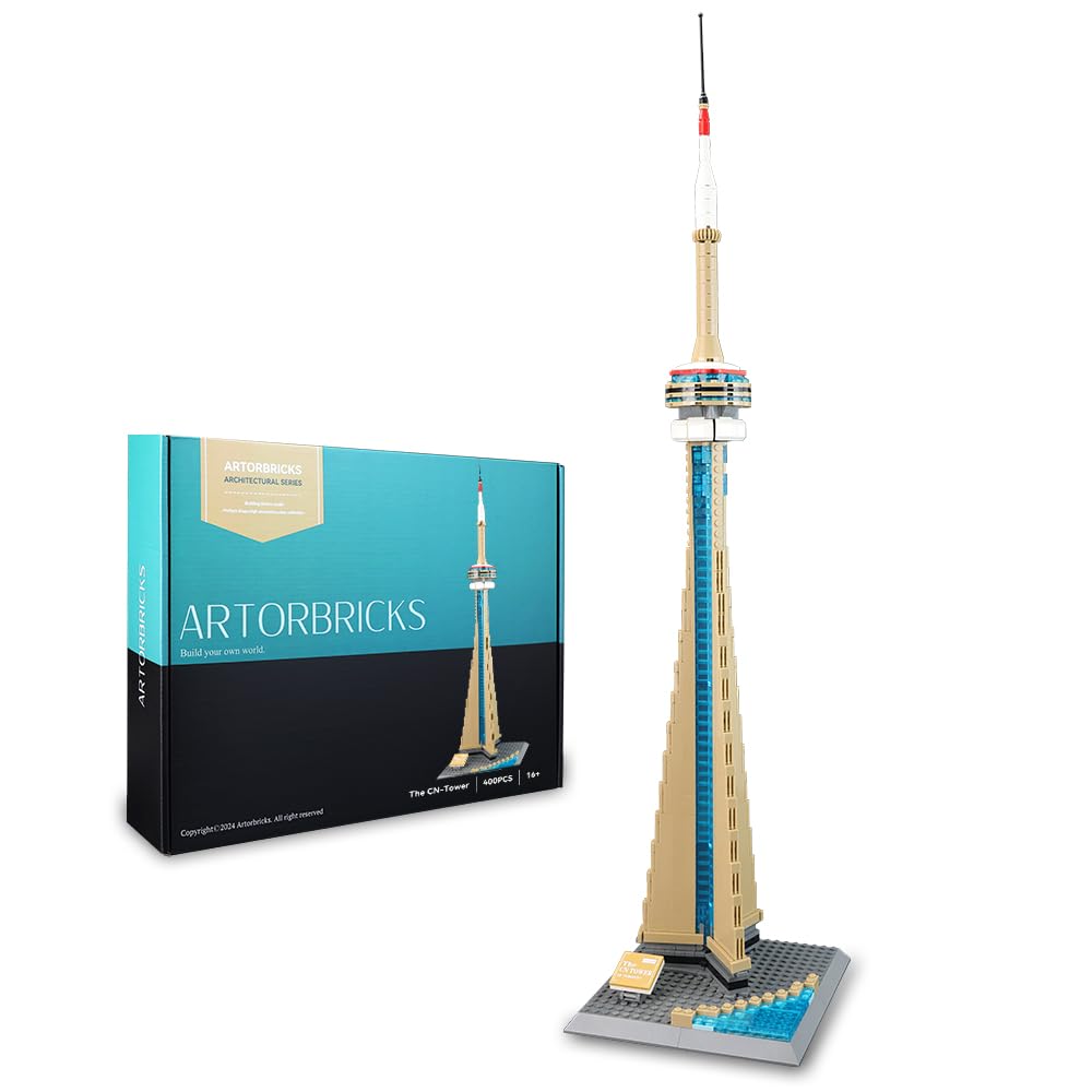 ArtorBricks CN Tower Model Building Kit – 400-Piece Premium Architectural Set, Compatible with Major Brands, Detailed Landmark Replica for Collectors & Hobbyists (28” Tall, 6.9” Base)