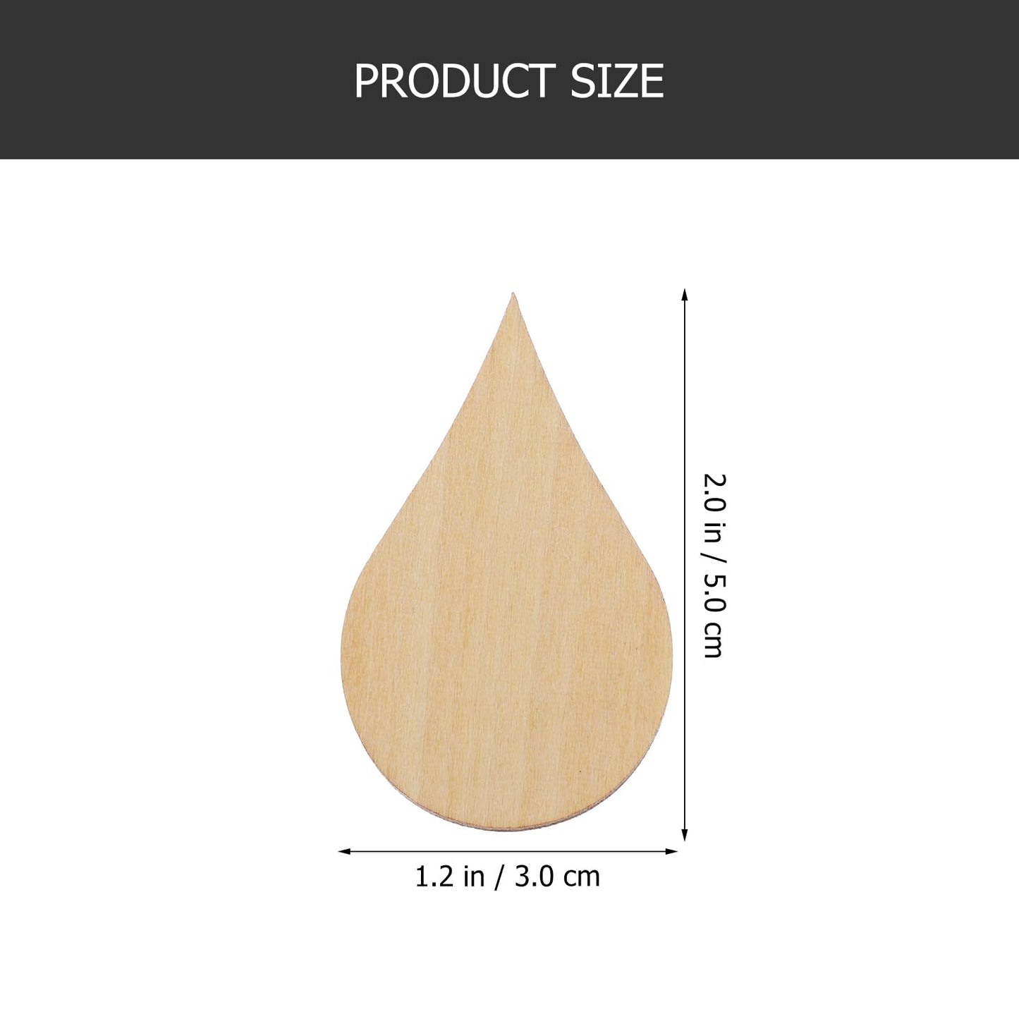 Amosfun 20 Pcs Water Drop Shape Wooden Chips 1.96X1.18 Inch Unfinished Wood Craft Pieces for DIY Home Decor Scrapbooking and Handmade Embellishments