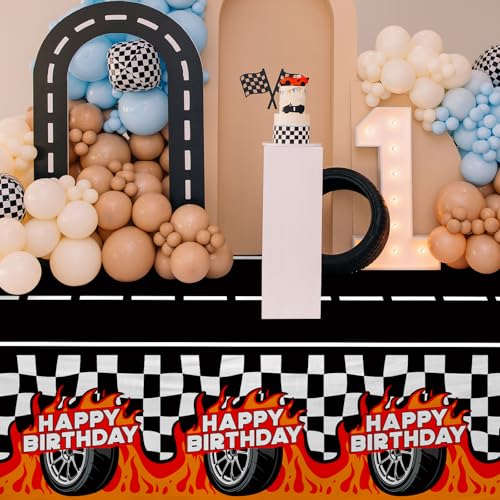 Gatherfun Car Birthday Decorations Kit: Car Theme Party Supplies, Includes 2-Pack Racing Car -Themed Tablecloths for Kids & Boys' Racing Car Birthday, Disposable Table Covers 54 x 108 Inch - style: Car