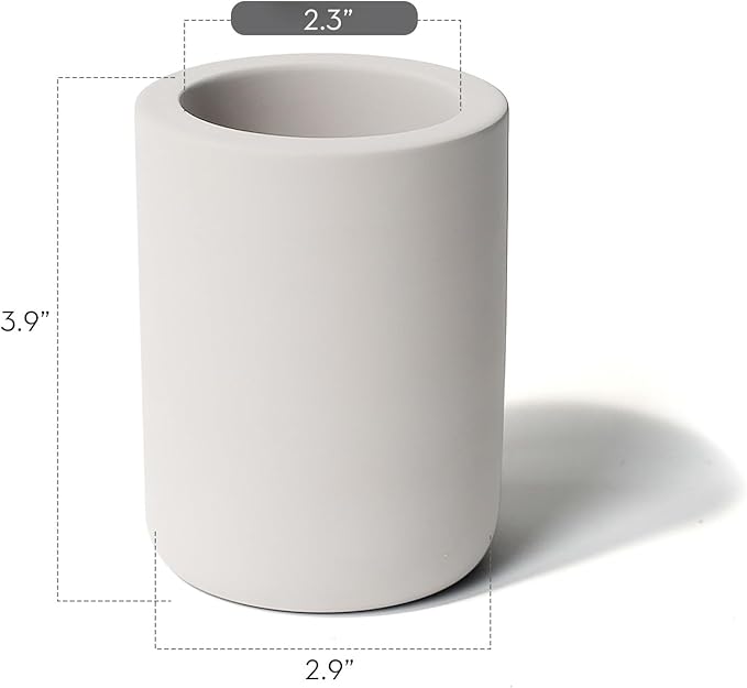 Selegna Drying Stone Toothbrush Holder, Diatomite Toothbrush Holders for Bathroom, Quick Drying Electric Toothbrush & Toothpaste Holder Cup, Diatomaceous Earth Bathroom Sink Organizer (Light Grey)
