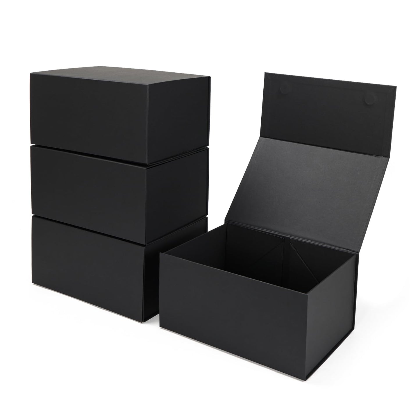Ditwis 4 Pack 10x7x5 Inches Gift Boxes with Magnetic Closure Lids, Black Magnetic Box for Wedding, Groomsmen Bridesmaid Proposal, Birthdays, Mother's Day