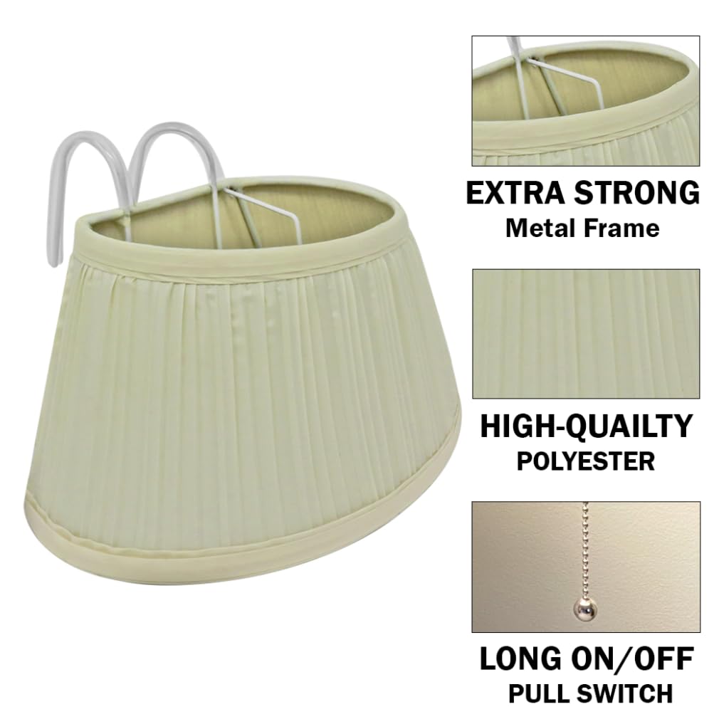 Evelots Bed Headboard Reading Lamp Book Light (2Pack) Soft Fabric Shade-Easy ON/OFF Pull Cord