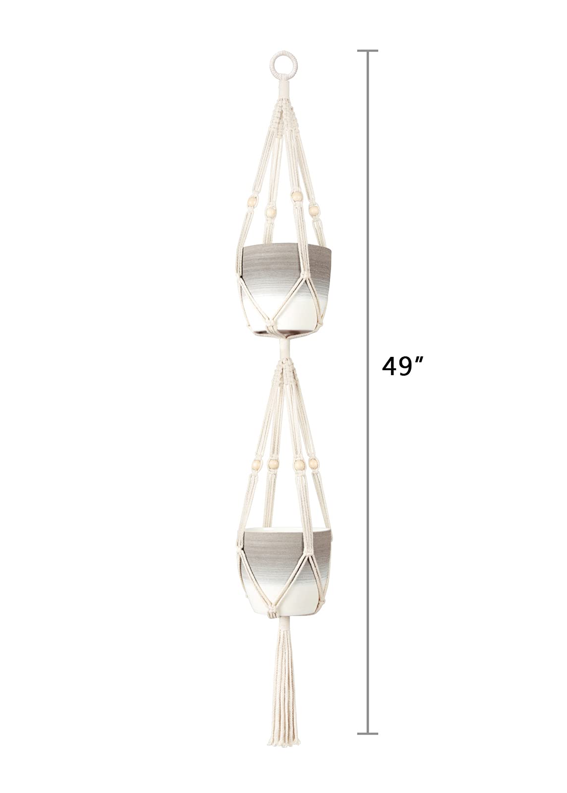 Mkono Set of 2 Macrame Plant Hangers Indoor 2 Different Size Hanging Planter Basket Flower Pot Holder 70"/49"