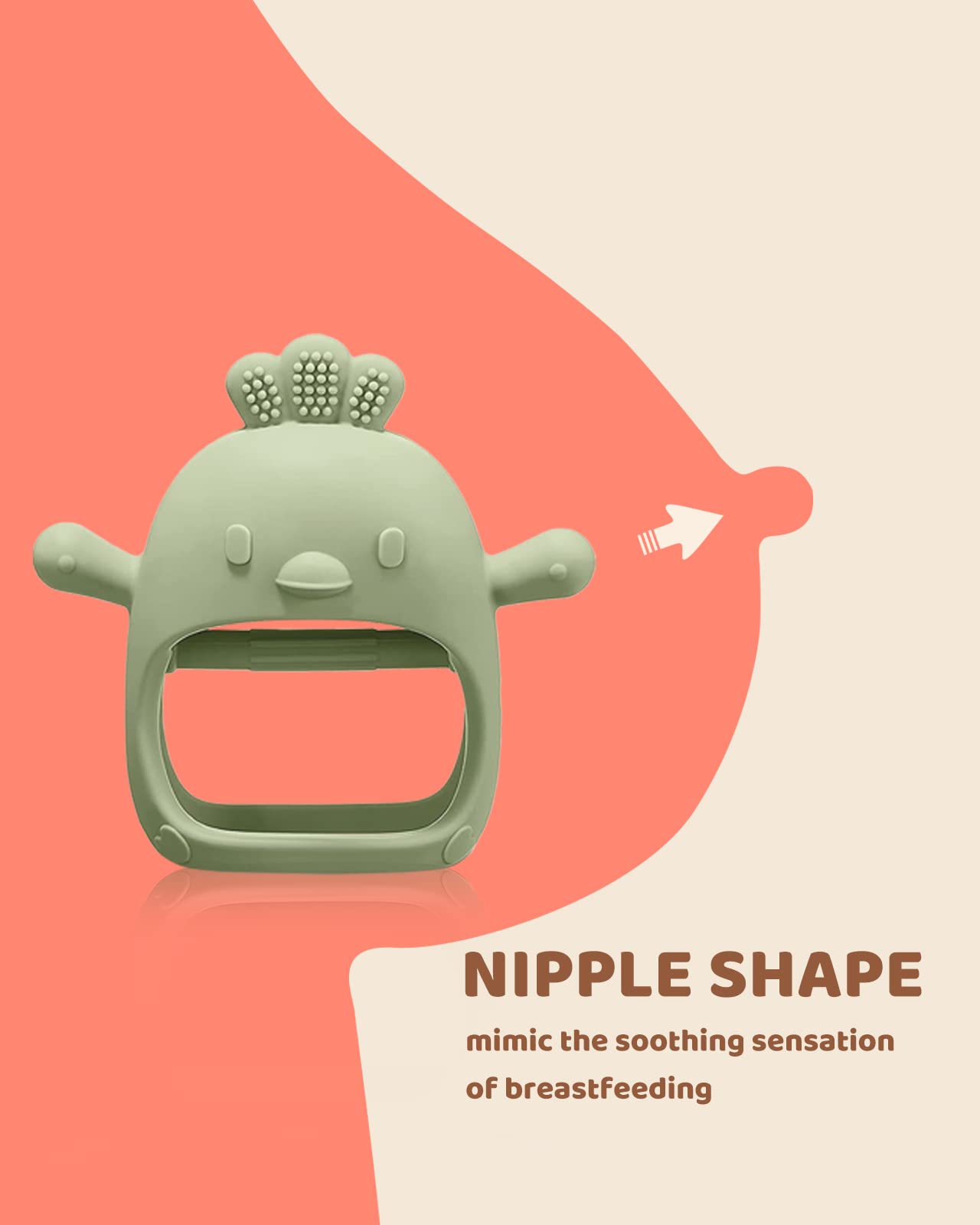 3 Pack Baby Teething Toy Silicone Teething Mitten for Babies Over 3 Months Anti Dropping Wrist Hand Teethers Baby Chew Toys for Sucking Needs, BPA Free (Olive, Caramel & Blue)