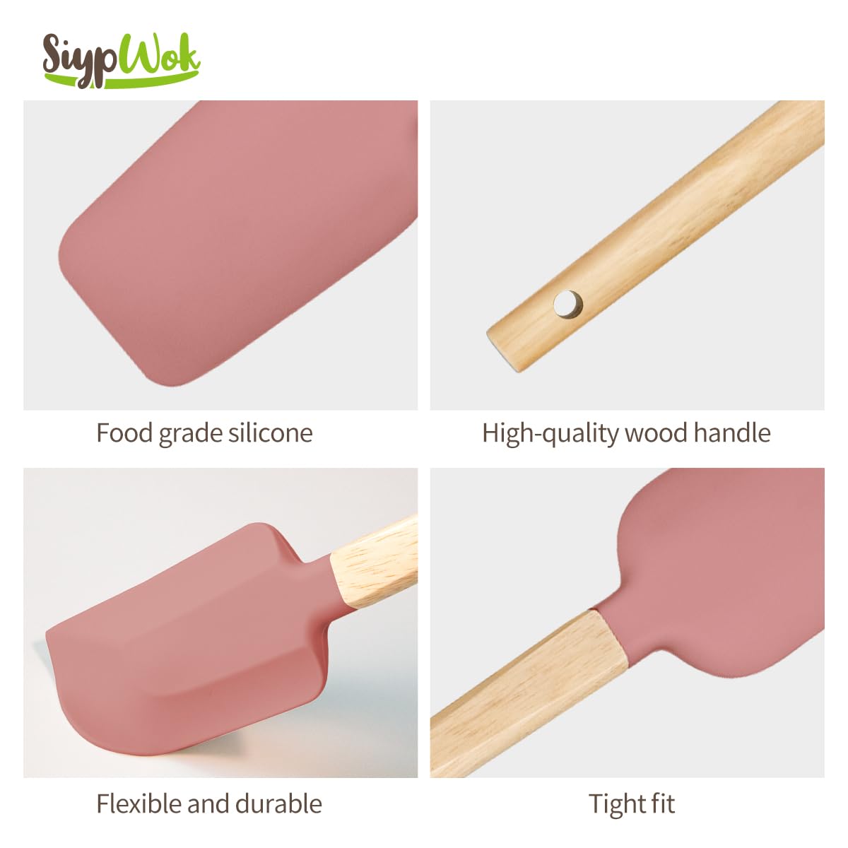 Silicone Spatula Set, Food Grade Rubber Spatula-5 Piece Nonstick Rubber Spatulas, Spoonula, Jar Scraper for Cooking, Baking, Mixing, Frosting - Heat Resistant Up to 600°F (5 Pcs Pink)
