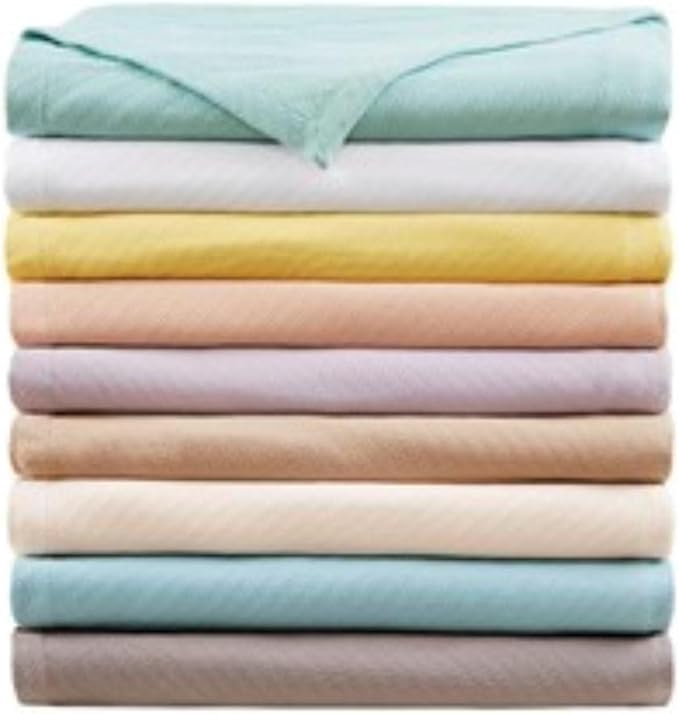 Madison Park Liquid Cotton Blanket Breathable, Softer Ring Spun Weave, Diamond Motif, Luxurious 100% Cotton All Seasons Lightweight Summer Blanket for Bed, Couch, Office, Lilac, Full/Queen