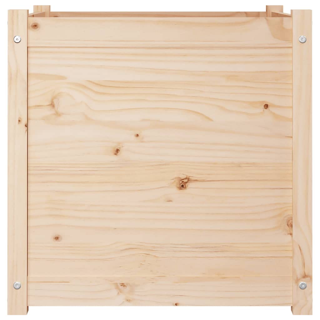 hliofuir Set of 2 Large Garden Planters, 23.6" Square Wood Plant Boxes for Outdoor Patio, Backyard, and Terrace, Rustic Solid Pinewood Planter Container for Flowers, Vegetables, and Herbs