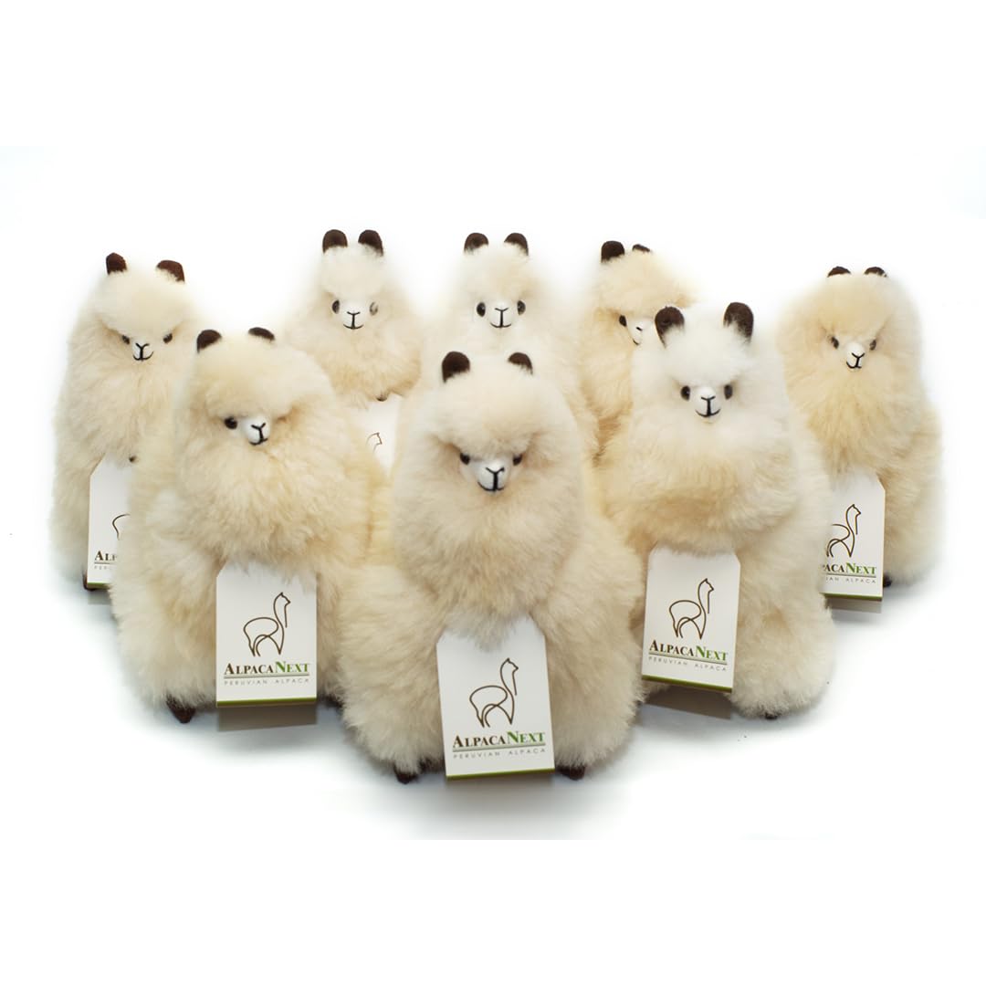 AlpacaNext Alpaca Stuffed Animal – 9 inch. Cute, Soft and Cuddly Alpaca Plush Toy Handcrafted on Real Alpaka Natural Fur (9 inches, Beige)